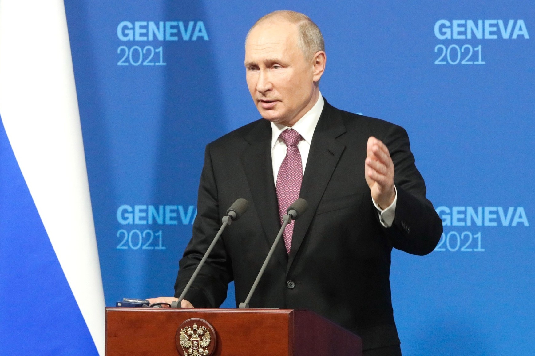 Predsednik Rusije Vladimir Putin tokom konferencije za medije nakon sastanka sa američkim predsednikom Džozefom Bajdenom, Ženeva, 16. jun 2021. (Foto: TASS/kremlin.ru)