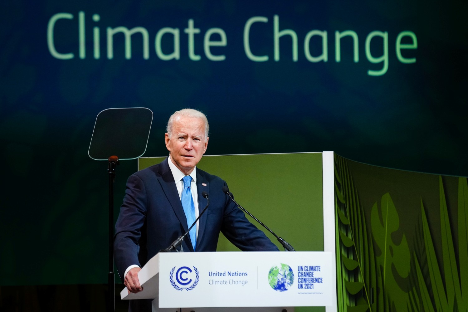Američki predsednik Džo Bajden tokom govora na konferenciji Ujedinjenih nacija o klimatskim promenama (COP26), Glazgov, 02. novembar 2021. (Foto: Erin Schaff/Pool via Reuters)