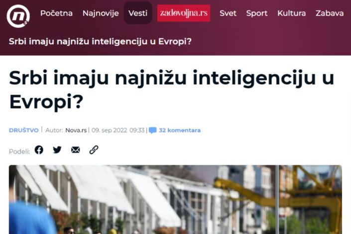 Ф. Родић: Да ли Срби имају најнижу интелигенцију или о инстаграм новинарству